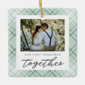 Onze eerste kerst samen Passen getrouwd elegant Keramisch Ornament (Voorkant)