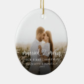 Onze eerste kerst samen Passen getrouwd Foto Keramisch Ornament (Rechts)