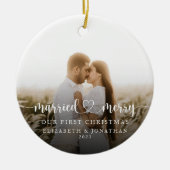 Onze eerste kerst samen Passen getrouwd Foto Keramisch Ornament (Voorkant)