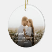 Onze eerste kerst samen Passen getrouwd Foto Keramisch Ornament (Links)