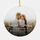Onze eerste kerst samen Passen getrouwd Foto Keramisch Ornament (Achterkant)