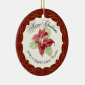 Onze eerste kerst samen Poinsettia Custom Keramisch Ornament (Rechts)