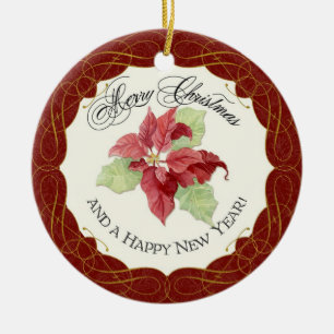 Onze eerste kerst samen Poinsettia Custom Keramisch Ornament