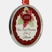 Onze eerste kerst samen Poinsettia personaliseren Metalen Ornament (Rechts)