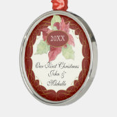 Onze eerste kerst samen Poinsettia personaliseren Metalen Ornament (Links)