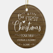 Onze eerste kerst samen Rustic Chic Boerderij Keramisch Ornament (Links)