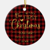 Onze eerste kerst samen Rustic Chic Boerderij Keramisch Ornament (Voorkant)