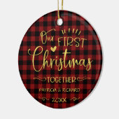 Onze eerste kerst samen Rustic Chic Boerderij Keramisch Ornament (Links)