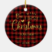 Onze eerste kerst samen Rustic Chic Boerderij Keramisch Ornament (Achterkant)