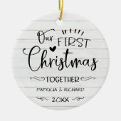 Onze eerste kerst samen Rustic Farmhouse Keramisch Ornament (Voorkant)