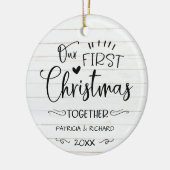 Onze eerste kerst samen Rustic Farmhouse Keramisch Ornament (Links)