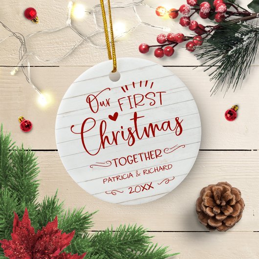 Onze eerste kerst samen Rustieke boerderij Keramisch Ornament