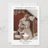 Onze eerste kerst samen rustieke foto feestdagenkaart (Voorkant)