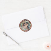 Onze eerste kerst samen rustieke hout foto ronde sticker (Envelop)