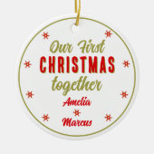 Onze Eerste Kerst Samen Sneeuwvlokken Keramisch Ornament (Voorkant)