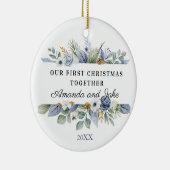 Onze eerste kerst samen Waterverf groen Keramisch Ornament (Rechts)