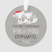 Onze eerste kerst Schattigee Arctic Fox gepersonal Ornament (voorkant)