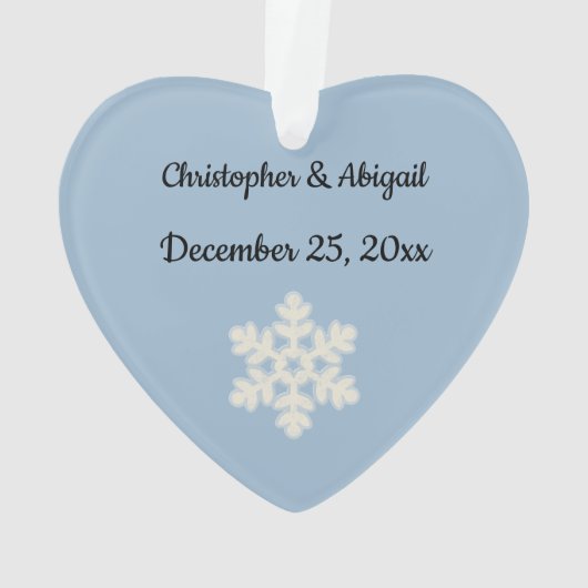 Onze eerste kerst sneeuw paar hart Ornament (achterkant)