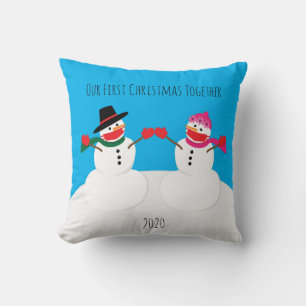 Onze Eerste Kerst Sneeuwmannen 2020 Mondmaskers Kussen