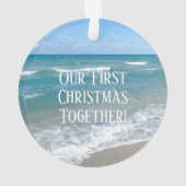 Onze eerste kerst strand harten foto koppels ornament (achterkant)