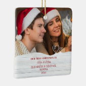 Onze eerste kerst trouwde met de heer en mevrouw C Keramisch Ornament (Rechts)