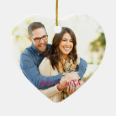 Onze eerste kerst trouwde met een rode pagode keramisch ornament (Achterkant)