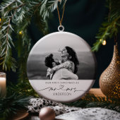 Onze eerste kerst trouwde met meneer en mevrouw Fo Keramisch Ornament