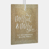 Onze eerste kerst trouwde met Merry Gold Glas Ornament (Voorkant Rechts)