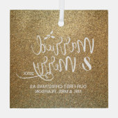 Onze eerste kerst trouwde met Merry Gold Glas Ornament (Achterkant)