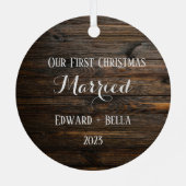 Onze eerste kerst trouwde voor hen metalen ornament (Achterkant)