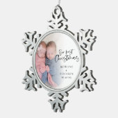Onze eerste kerst Twin Baby foto naam jaar Tin Sneeuwvlok Ornament (Rechts)