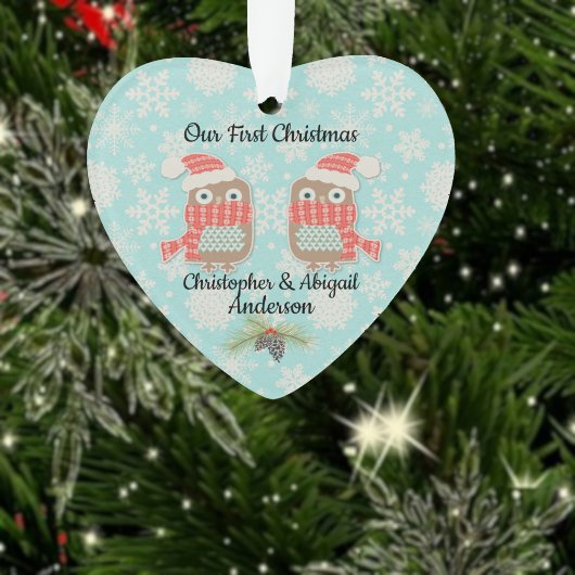 Onze Eerste Kerst Uilen Ornament
