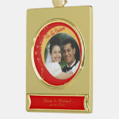 Onze eerste kerst verguld banner ornament (Links)