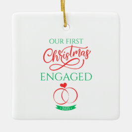Onze Eerste Kerst Verloofd 2025 Keramisch Ornament
