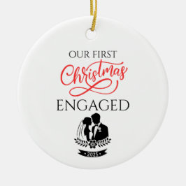 Onze Eerste Kerst Verloofd 2025 Keramisch Ornament