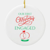 Onze Eerste Kerst Verloofd 2025 Keramisch Ornament (Achterkant)