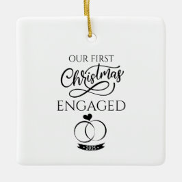 Onze Eerste Kerst Verloofd 2025 Verlovingsfeest Keramisch Ornament