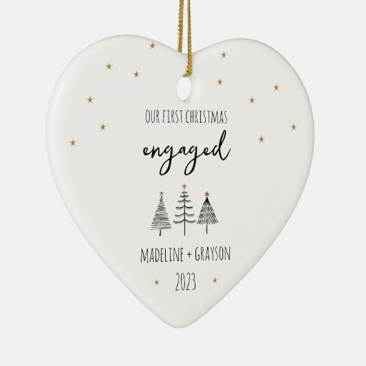 Onze eerste kerst verloofd hart keramisch ornament (Rechts)