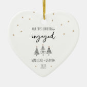 Onze eerste kerst verloofd hart keramisch ornament (Voorkant)