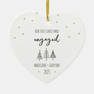 Onze eerste kerst verloofd hart keramisch ornament