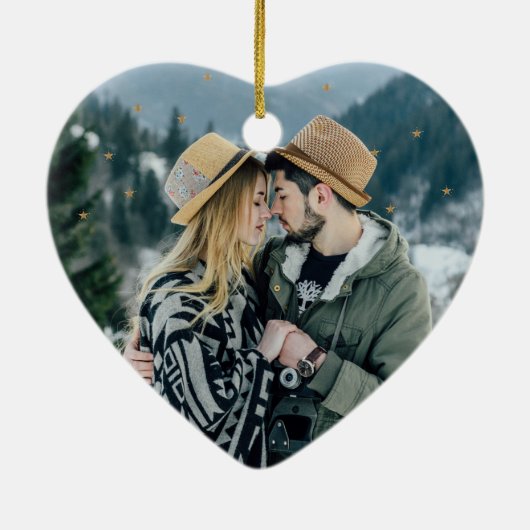 Onze eerste kerst verloofd hart keramisch ornament (Achterkant)