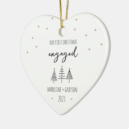 Onze eerste kerst verloofd hart keramisch ornament (Links)