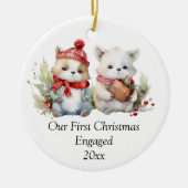Onze eerste kerst verloofd Schattige Keramisch Ornament (Voorkant)