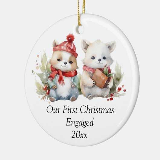 Onze eerste kerst verloofd Schattige Keramisch Ornament (Links)