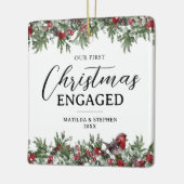Onze eerste kerst verloofde aandenken keramisch ornament (Links)