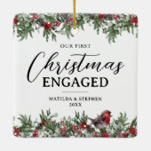 Onze eerste kerst verloofde aandenken keramisch ornament (Achterkant)