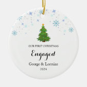 Onze eerste kerst verloofde Keepsake sneeuwvlok Keramisch Ornament (Voorkant)