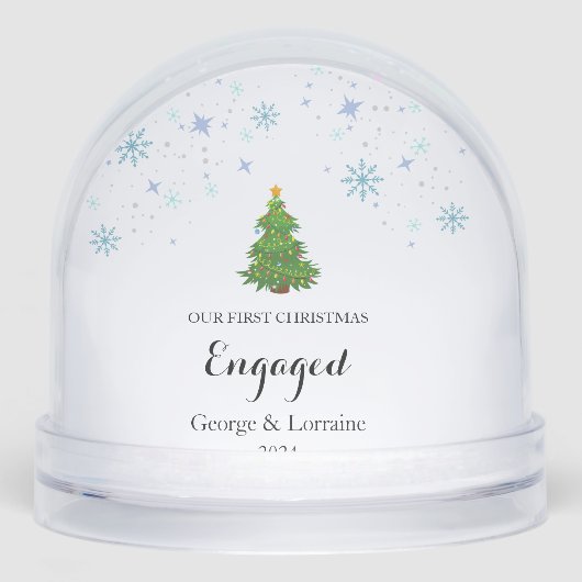 Onze eerste kerst verloofde Keepsake sneeuwvlok Sneeuwbol (Voorkant)