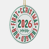 Onze eerste kerst verloofde koffievakantie keramisch ornament (Rechts)