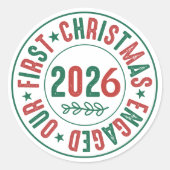 Onze eerste kerst verloofde koffievakantie ronde sticker (Voorkant)